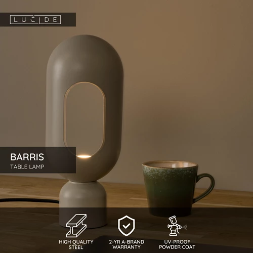 Lucide BARRIS - Table lamp - 1xE27 - Taupe - USP